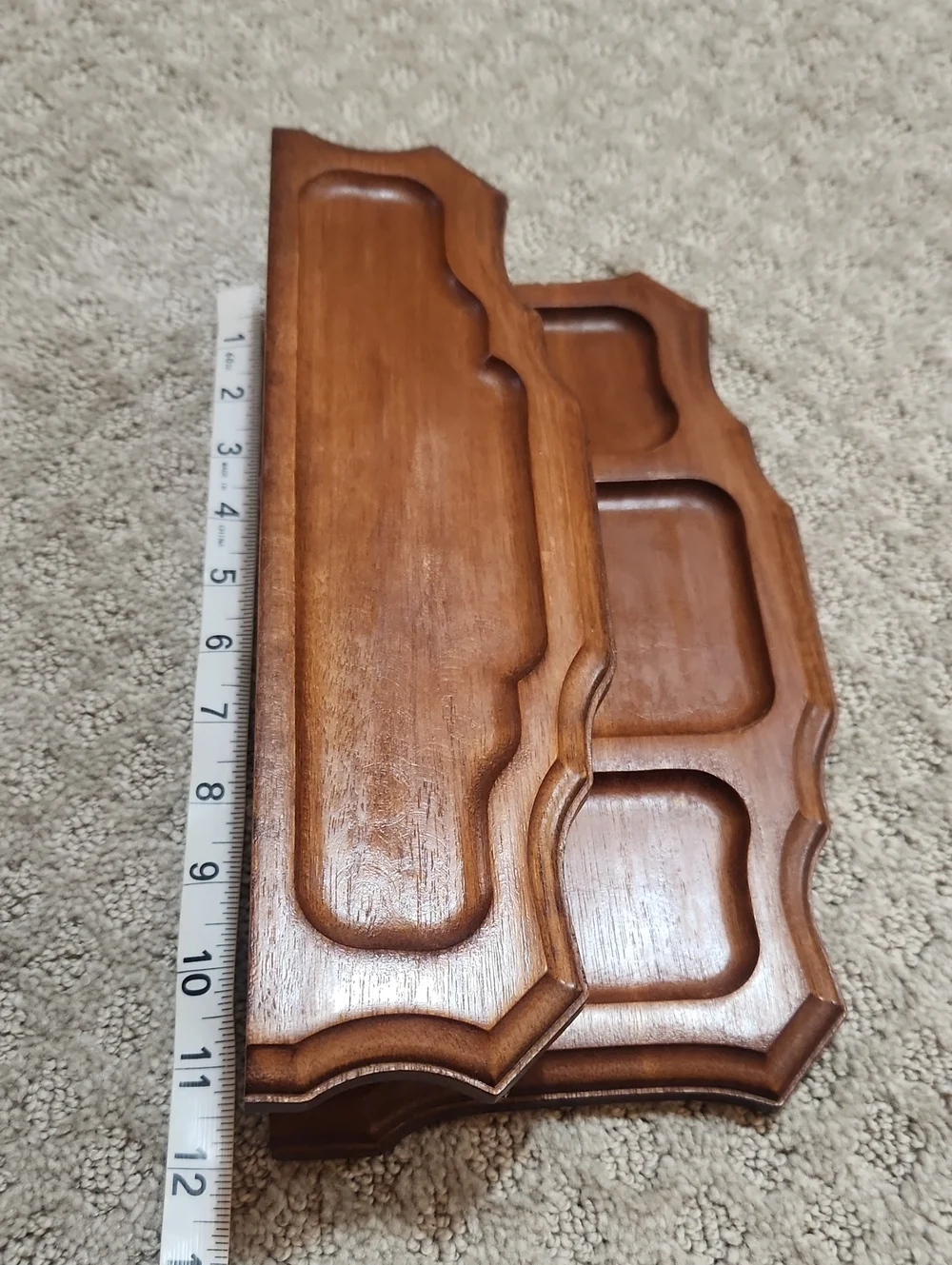 Vintage MCM 2-Tier Walnut Wooden Desk Organizer & Valet Tray